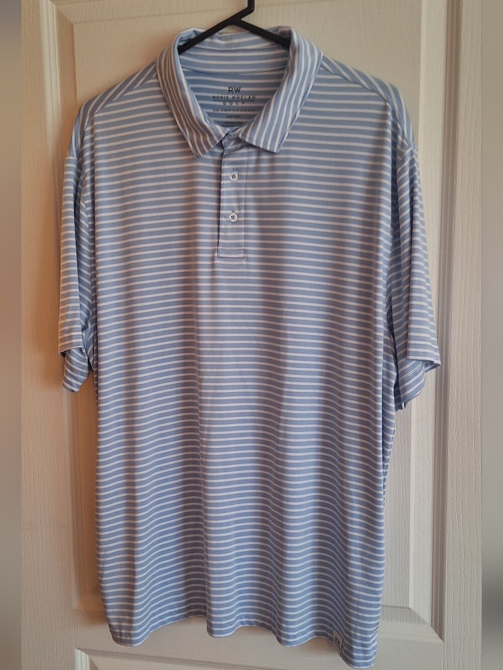 Striped Light Blue Polo Shirt with Classic Collar